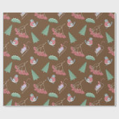 Vogels, Slapjes en Holly Kerstmis Cadeaupapier (Vlak)