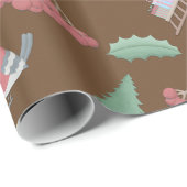 Vogels, Slapjes en Holly Kerstmis Cadeaupapier (Rol Hoek)