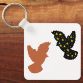 Vogels Sleutelhanger – Silhouet Ontwerp met Dubbel (Voorkant)