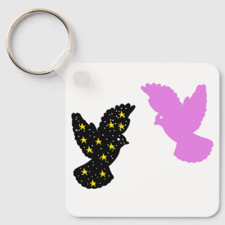 Vogels Sleutelhanger – Tweeling Zittende Silhouet