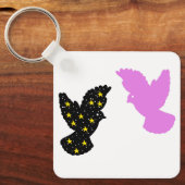 Vogels Sleutelhanger – Tweeling Zittende Silhouet (Voorkant)