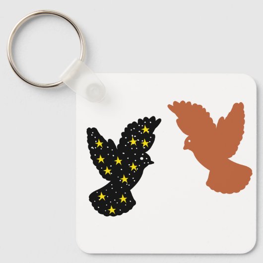 Vogels Sleutelhanger – Twin Soar Minimaal Silhouet (Voorkant)