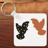 Vogels Sleutelhanger – Twin Soar Minimaal Silhouet (Voorkant)