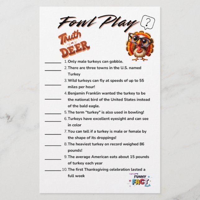 Vogels spelen waarheid of herten Thanksgiving (Voorkant)