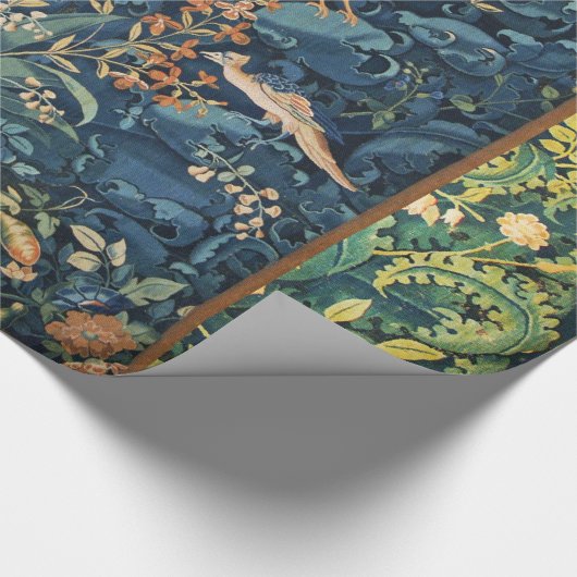 VOGELS, STROMEN EN KABAGENLEZEN, blauw Cadeaupapier (Hoek)