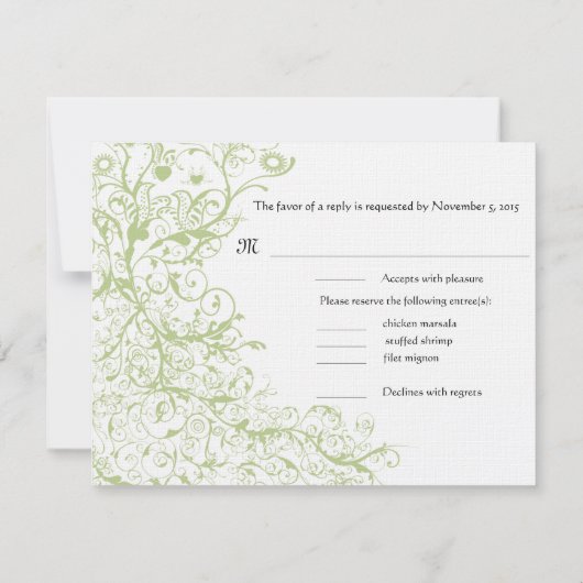 Vogels & Swirls #28 Bruiloft RSVP Reactie Kaart (Achterkant)