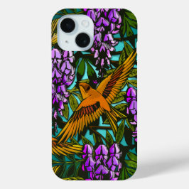 Vogels te midden van de Wisteria - monogram iPhone 15 Case