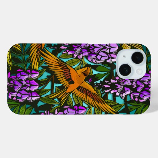 Vogels te midden van de Wisteria - monogram Case-Mate iPhone Case (Achterkant (horizontaal))