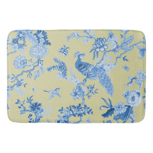 Vogels Toile Blauw & Mosterd Badmat