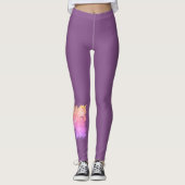 Vogels uit de draad - Plum met peach en roze Leggings (Voorkant)