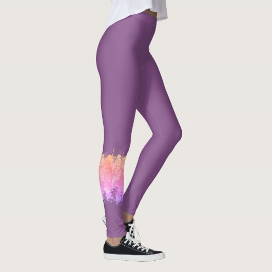 Vogels uit de draad - Plum met peach en roze Leggings (Rechts)