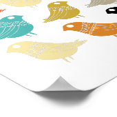 Vogels uit de middeleeuwse moderne kleurrijke retr poster (Hoek)