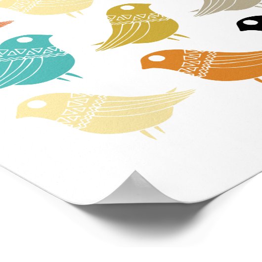 Vogels uit de middeleeuwse moderne kleurrijke retr poster (Hoek)