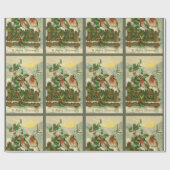 vogels van 1906 in het winterkerstpatroon cadeaupapier (Vlak)