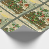 vogels van 1906 in het winterkerstpatroon cadeaupapier (Hoek)