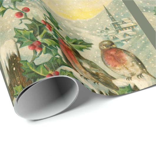  vogels van 1906 in het winterkerstpatroon cadeaupapier (Rol Hoek)