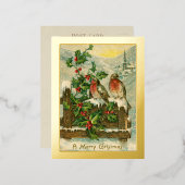 vogels van 1906 in Sneeuwkerstgoud Folie Feestdagen Briefkaart (Voorkant / Achterkant)