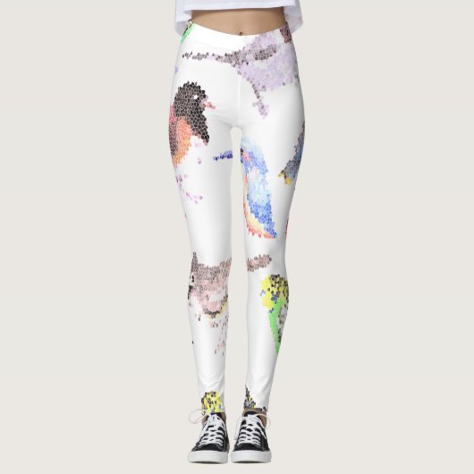vogels van Amerika- gezelschapsdieren en mozaïeken Leggings (Voorkant)