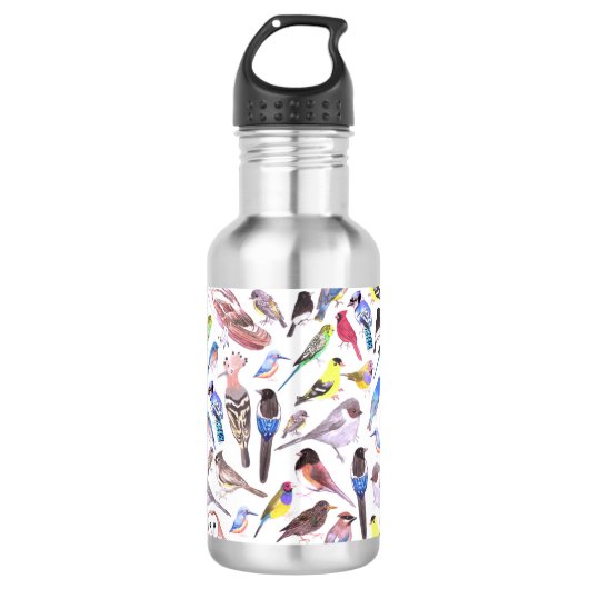 vogels van Amerika- huisdieren en wilde vogels Waterfles (Voorkant)