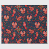 vogels van betoverde bossen Kerstmis wikkelen rood Cadeaupapier (Vlak)