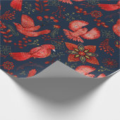 vogels van betoverde bossen Kerstmis wikkelen rood Cadeaupapier (Hoek)
