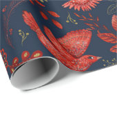 vogels van betoverde bossen Kerstmis wikkelen rood Cadeaupapier (Rol Hoek)