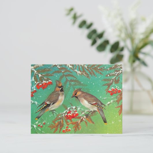 Vogels van de winter briefkaart (Staand voorkant)