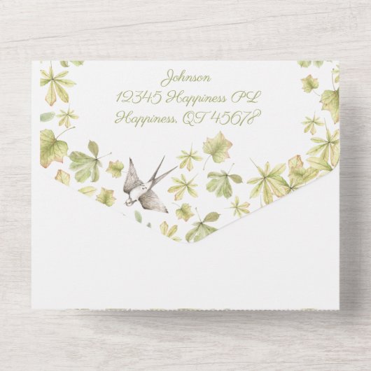 Vogels van de zomer all in one uitnodiging (Achterkant)