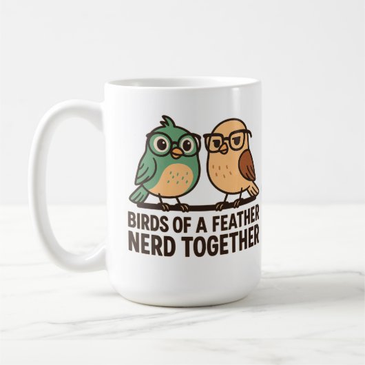 Vogels van dezelfde veer nerden samen Grappige Gee Koffiemok (Links)