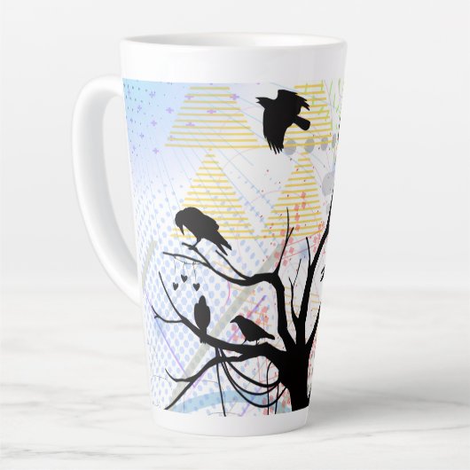 Vogels van dezelfde veer zijn uniek samen latte mok (Linkerhoek)