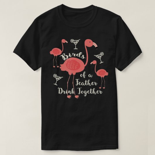 Vogels van een Drink van de Veer samen Flamingo Ma T-shirt (Design voorkant)