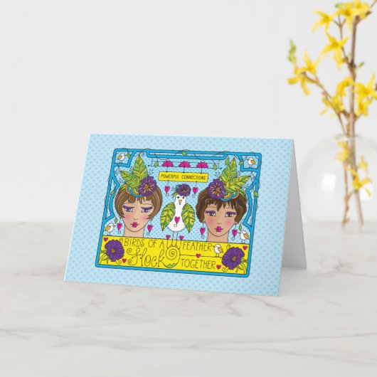 vogels van een Feather_Greeting Kaart (Gele Bloem)