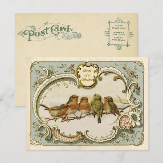 Vogels van een Feather Reproduction Briefkaart (Voorkant / Achterkant)