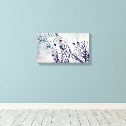 Vogels van een kudde samen canvas afdruk (Insitu (Houten vloer))