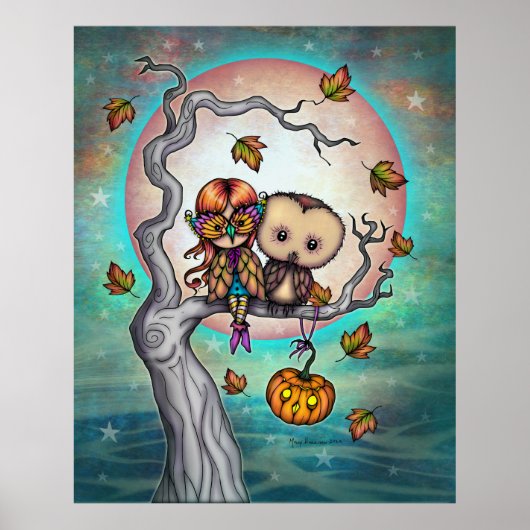 Vogels van een meisje met de veerder in Masker en Poster (Voorkant)