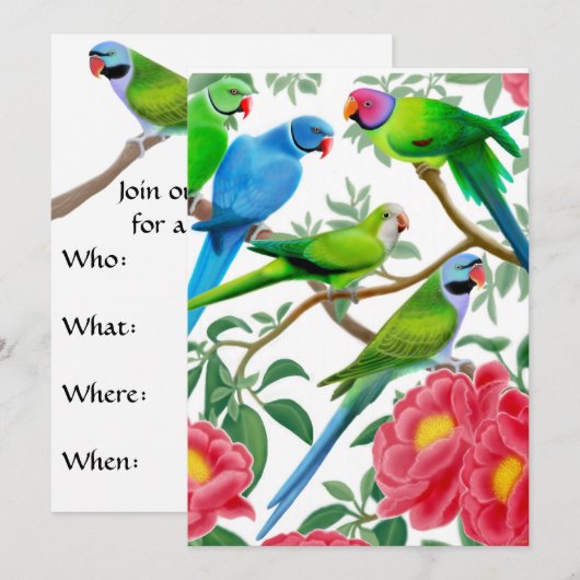 Vogels van een uitnodiging van de partij van de Ve (Voorkant / Achterkant)