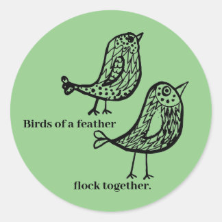 Vogels van een veer ronde sticker