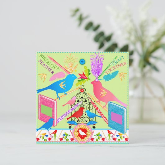 Vogels van een veerboot die samenhangt met een pla feestdagenkaart (Staand voorkant)