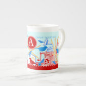 Vogels van een Veerboot samen met een Bone China-M Porselein Kop (Voorkant rechts)