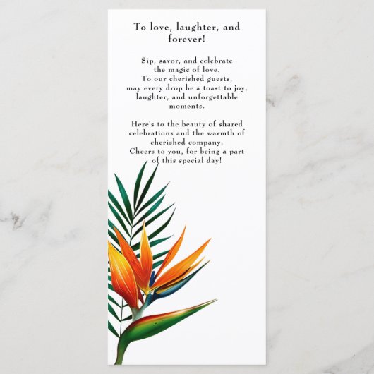 Vogels van het Paradijs Bliss De Drinken Menu (Achterkant)