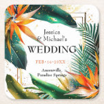 Vogels van het Paradijs Bliss Kartonnen Onderzetters<br><div class="desc">Introductie van het Vogels van het Paradijs Bliss Square Paper Onderzetter, versierd met een prachtige compositie van exotische paradijsvogels en bladeren tegen een ongerepte witte achtergrond van het Vogels van het Paradijs Bliss collectie. Dit onderzetter bevat aanpasbare tekst die van boven naar beneden is gerangschikt. De namen van de koppels...</div>