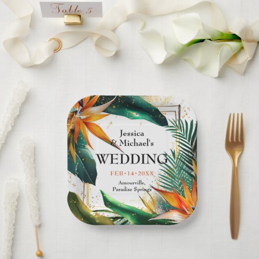Vogels van het Paradijs Bliss Papieren Bordje (Huwelijk)