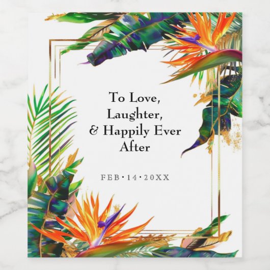 Vogels van het Paradijs Bliss Wijn Etiket (Enkel label)