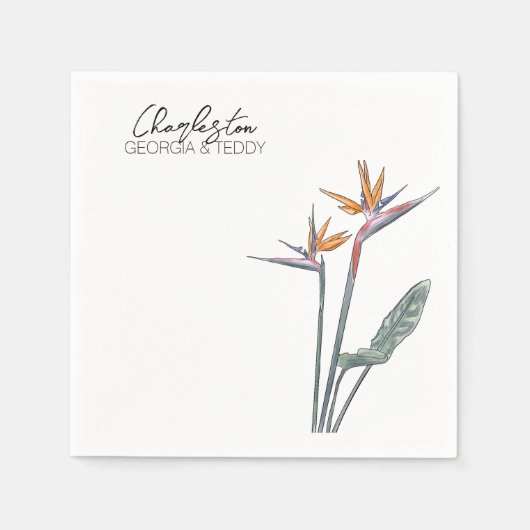 Vogels van het Paradijs Bruiloft cocktail servet (Voorkant)