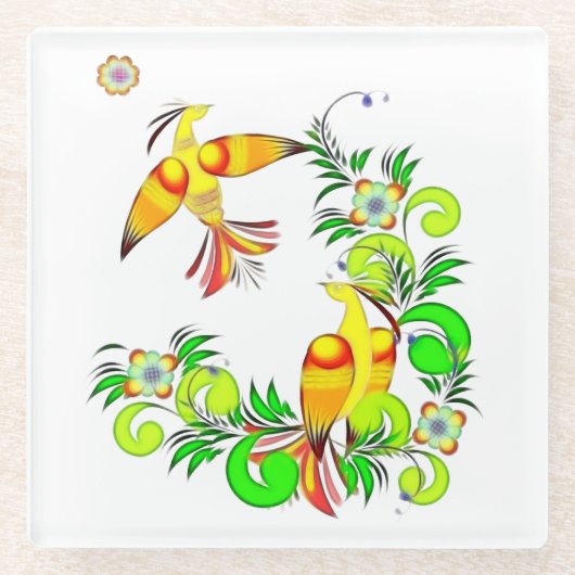 Vogels van het Paradijs Glazen Onderzetter (Voorkant)