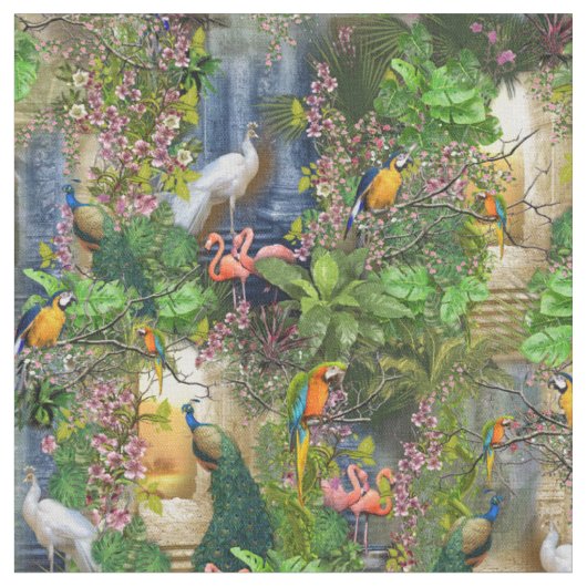Vogels van het Paradijs Herhaal Ontwerp Stof (Close Up)