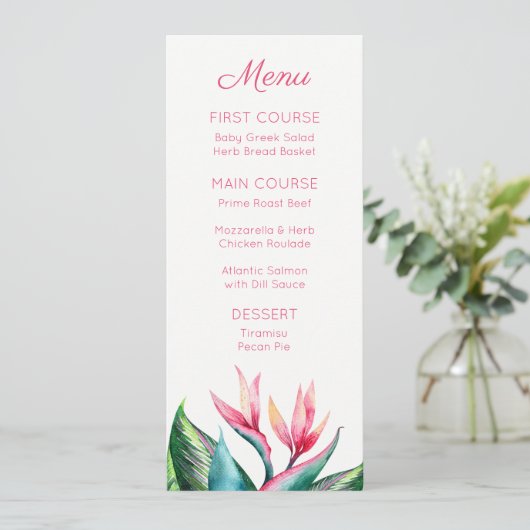 Vogels van het Paradijs Monogram Tropische menu's (Staand voorkant)