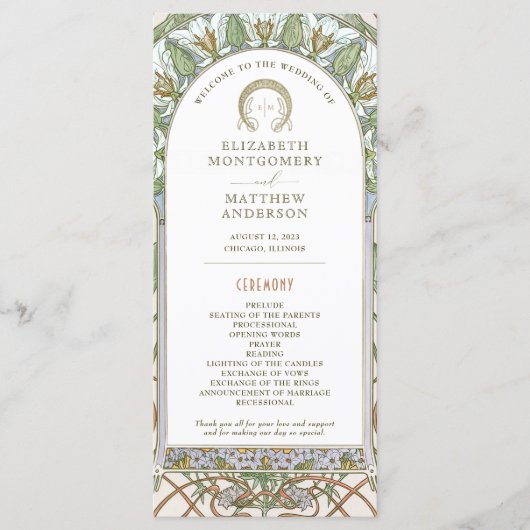 Vogels van het Paradijs Trouwprogramma Art Nouveau Programmakaart (Voorkant)