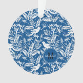 vogels van het Paradise Pattern Blue en White Mono Ornament (voorkant)