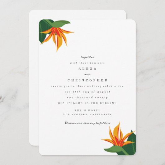 Vogels van het Paradise Tropical Beach Wedding Inv Kaart (Voorkant / Achterkant)